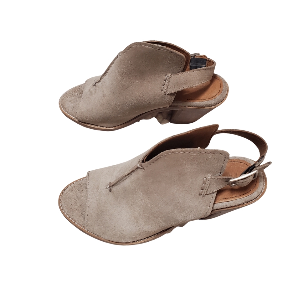 NEW Frye Courtney Sling Suede Peep Toe Bootie Shoes Country Boho Ash Size 6.5 - Picture 2 of 13